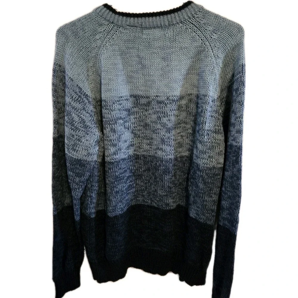 Graphix Cosby Style Cable Knit Sweater Mens XL Vintage Grandpa Fisherman Blue